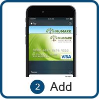 NuMark's Credit Card and Debit Card on a phones screen