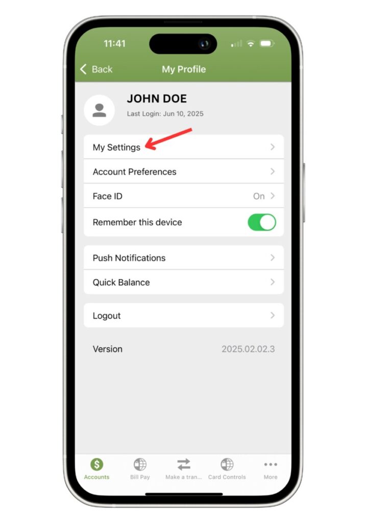 Mobile App My Settings 3