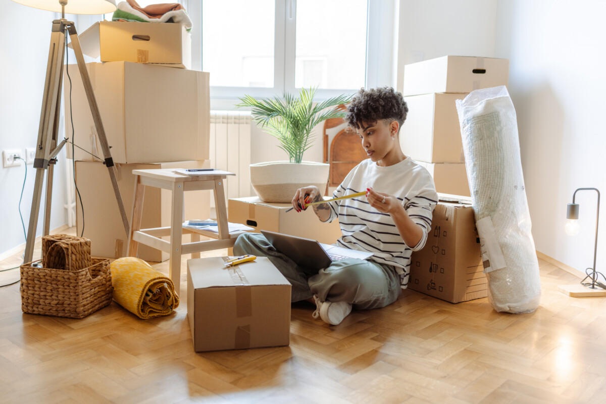 Young Adult with moving boxes