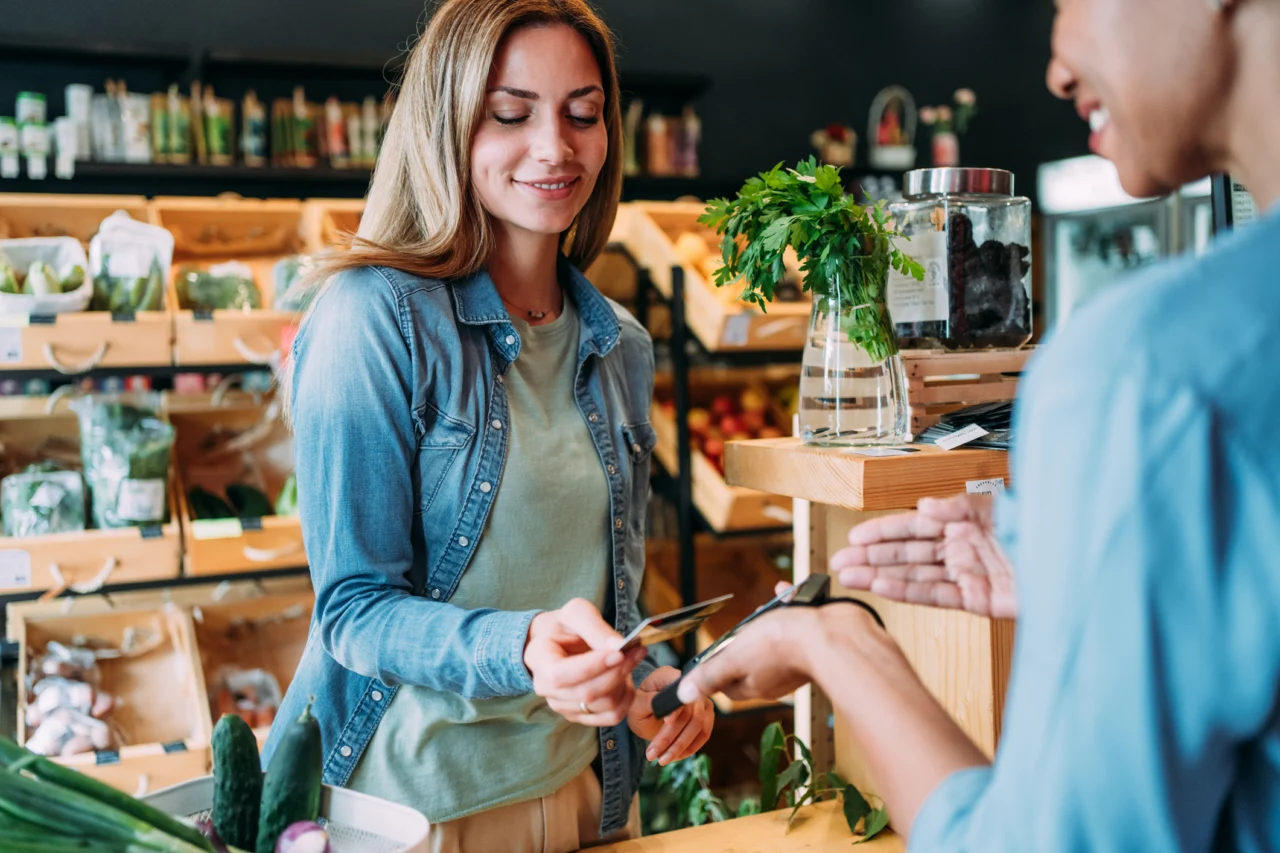 Woman making a purchase at a store