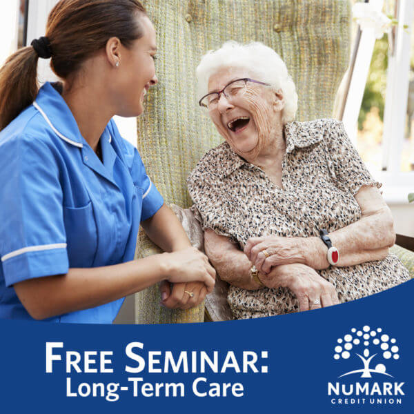 older woman and health worker laughing together