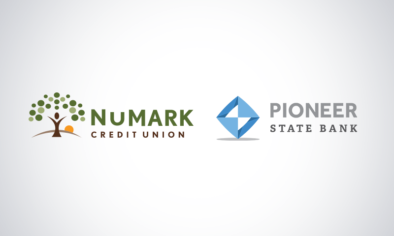 NuMark Credit Union and Pioneer State Bank Logos