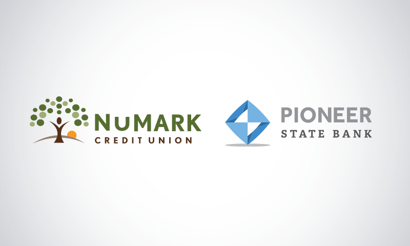 NuMark Credit Union and Pioneer State Bank Logos